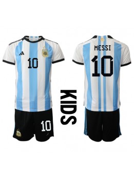 Argentina Lionel Messi #10 Replika Hemmakläder Barn VM 2022 Kortärmad (+ byxor)